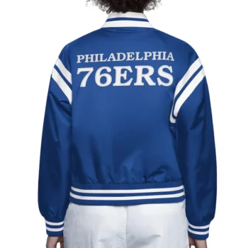 Philadelphia 76ers Blue Full Count Satin Jacket - Image 2