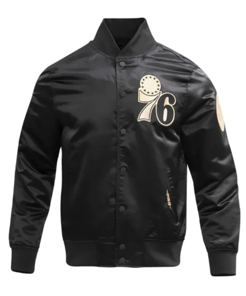 Philadelphia 76ers Gold Logo Satin Jacket