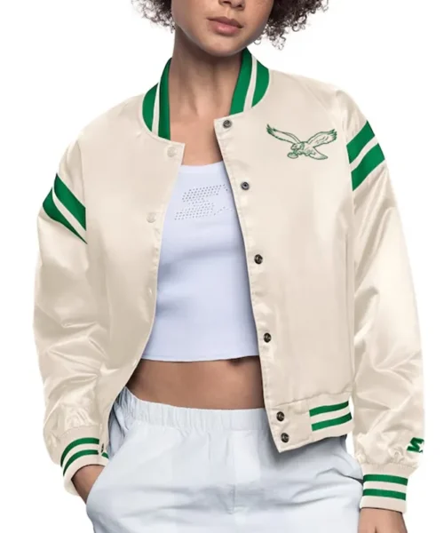 Philadelphia Eagles Cream Full Count Satin Jacket
