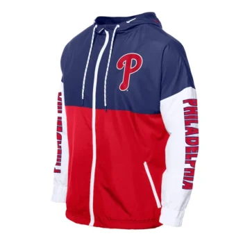 Philadelphia Phillies Color Block Red-Royal Hoodie Windbreaker