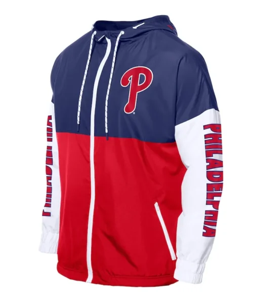 Philadelphia Phillies Color Block Red-Royal Hoodie Windbreaker