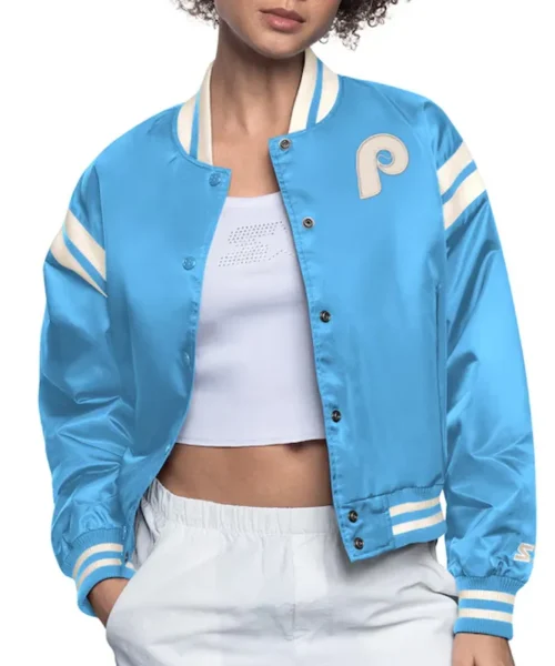 Philadelphia Phillies Light Blue-White Full Count Satin Jacket