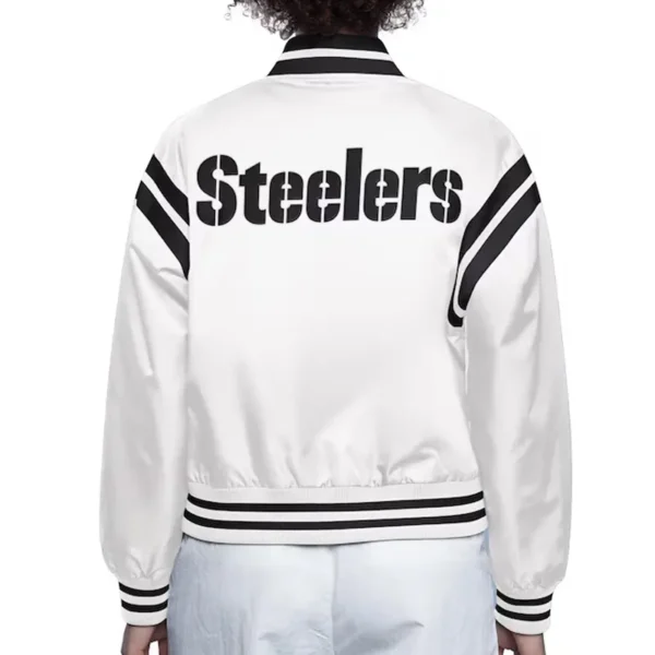 Pittsburgh Steelers White Full Count Satin Jacket - Image 2