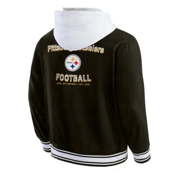 Pittsburgh Steelers Black Cotton Hooded Jacket - Image 2