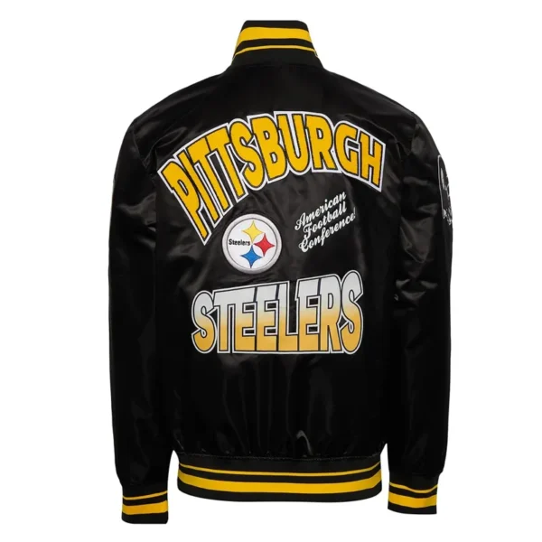 Pittsburgh Steelers Turn It Up M Classic Rib Black Satin Jacket - Image 2