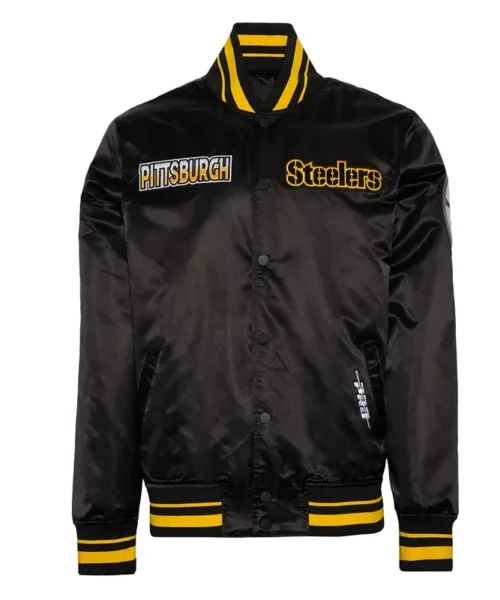 Pittsburgh Steelers Turn It Up M Classic Rib Black Satin Jacket