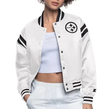 Pittsburgh Steelers White Full Count Satin Jacket