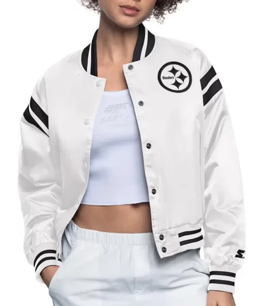 Pittsburgh Steelers White Full Count Satin Jacket