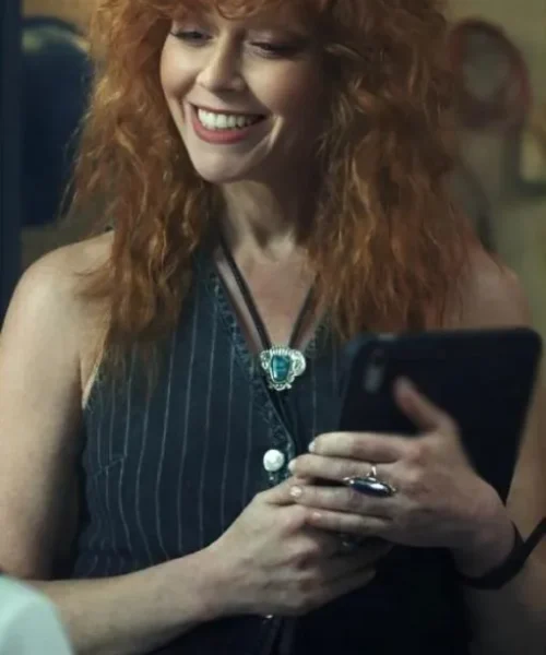 Poker Face S2 Natasha Lyonne Pinstriped Vest
