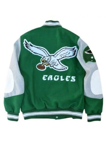 Princess Diana Philadelphia Eagles Green and White Varsity Bomber Jacket