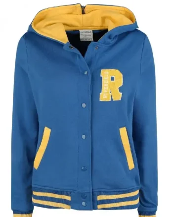Riverdale R Logo Cheer Girls Blue Bomber Cotton Hoodie Varsity Jacket