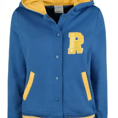 Riverdale R Logo Cheer Girls Blue Bomber Cotton Hoodie Varsity Jacket