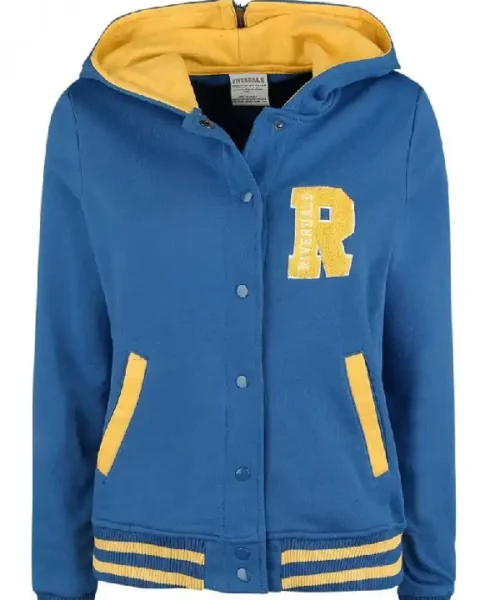 Riverdale R Logo Cheer Girls Blue Bomber Cotton Hoodie Varsity Jacket