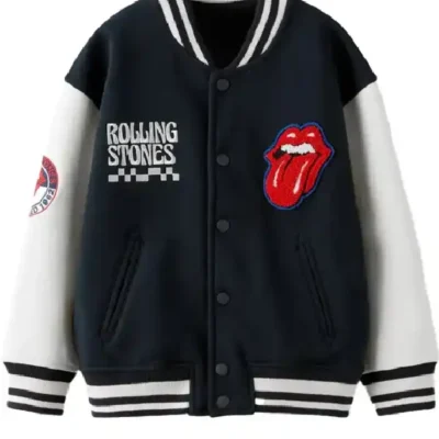 Rolling Stones Black and White Varsity Jacket