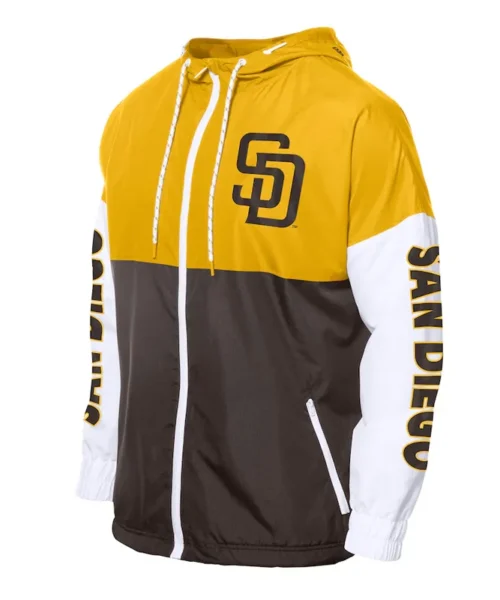 San Diego Padres Color Block Brown-Gold Hoodie Windbreaker