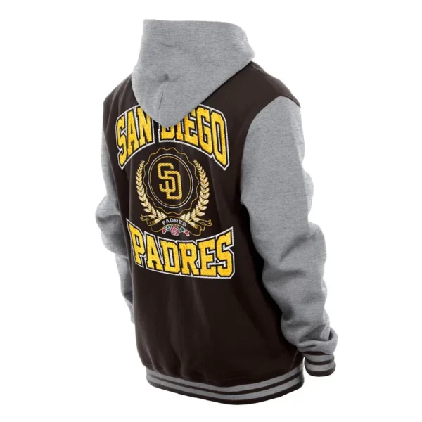 Throwback Prep San Diego Padres Brown Hoodie Jacket - Image 2