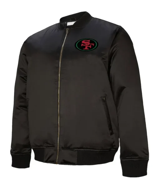 San Francisco 49ers Excellence Black Full-Zip Satin Jacket
