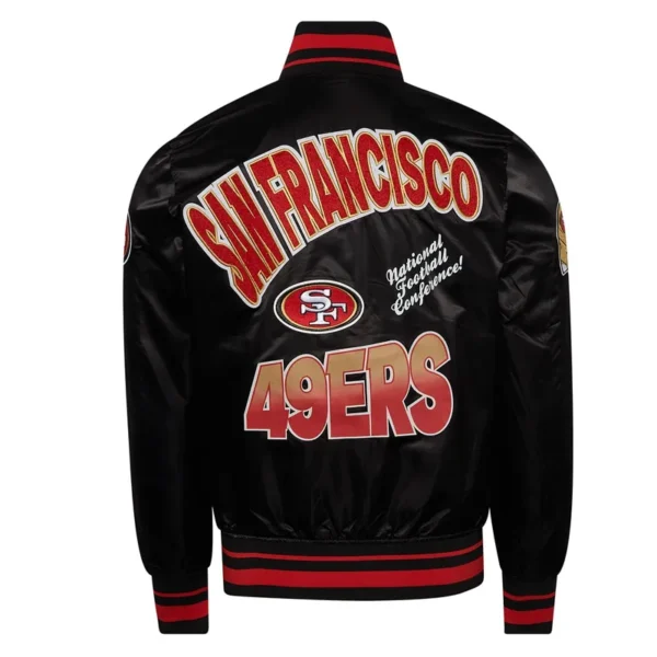 San Francisco 49ers Turn It Up M Classic Rib Black Satin Jacket - Image 2
