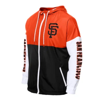 San Francisco Giants Color Block Black-Orange Hoodie Windbreaker