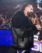 Seth Rollins Monday Night RAW Black Fur Leather Jacketfor sale