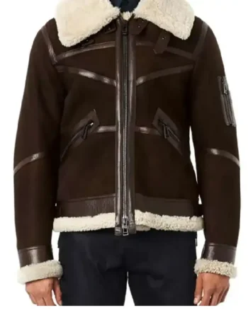 Shop 50 Cent Power Brown Shearling Suede Leather Jacket Sale
