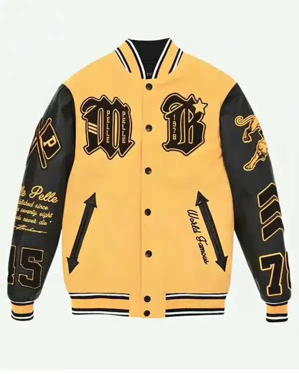 Shop A Boogie Wit Da Hoodie MB Yellow and Black Varsity Jacket