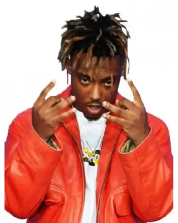Shop American Rapper Jarad Anthony Higgins Juice WRLD Orange Leather Jacket Sale
