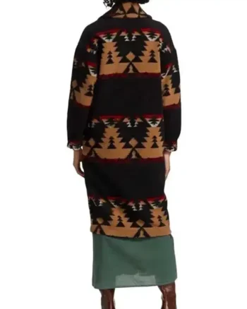 Shop Beth Dutton Yellowstone Kelly Reilly Black Aztec Printed Coat Sale
