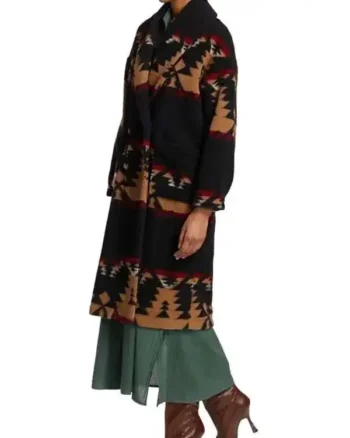 Shop Beth Dutton Yellowstone Kelly Reilly Black Aztec Printed Coat Sale