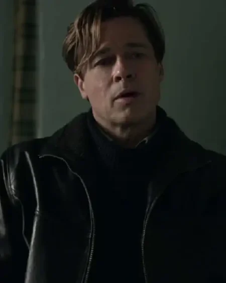 Shop Brad Pitt Movie Allied Max Vatan Black Bomber Leather