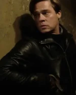 Shop Brad Pitt Movie Allied Max Vatan Black Bomber Leather Jacket Sale