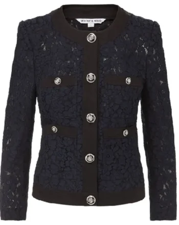 CBS Mornings 2025 Caroline Polisi Black Lace Jacket - Image 2