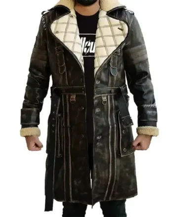 Fallout 4 Elder Distress Maxson Brown Leather Coat - Image 2