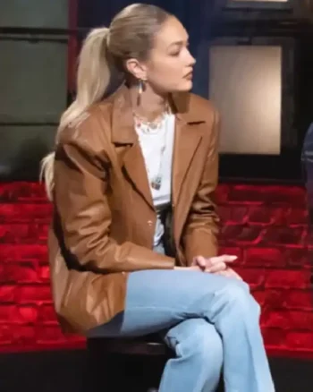 Gigi Hadid Beat Bobby Flay Brown Jacket - Image 3