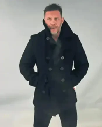 Shop Harry Da Souza TV Series MobLand 2025 Tom Hardy Black Double Breasted Wool Coat