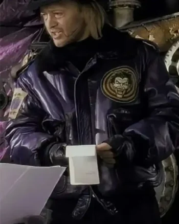 Shop Joker Goon Purple Leather Bomber