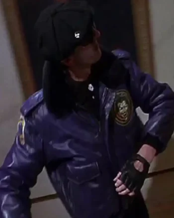 Shop Joker Goon Purple Leather Bomber Jacket