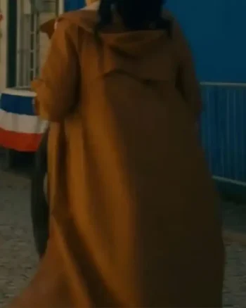 Shop Joséphine Jobert TV Series Saint-Pierre S01 Arch Brown Hooded Coat For Women Sale back post