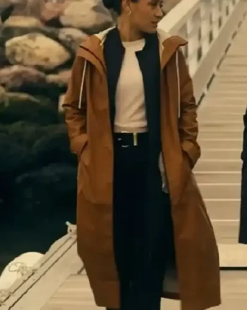 Shop Joséphine Jobert TV Series Saint-Pierre S01 Arch Brown Hooded Coat For Women Sale frand