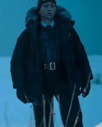 Shop Kali Reis True Detective S04 Evangeline Navarro Black Parka Jacket For Sale