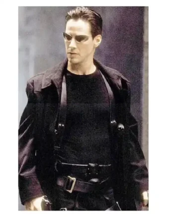 The Matrix 4 Neo Wool Black Long Trench Coat - Image 3