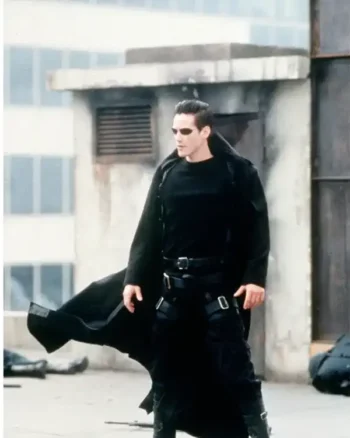 The Matrix 4 Neo Wool Black Long Trench Coat - Image 2