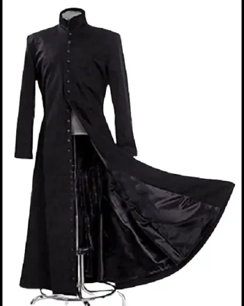 Shop Keanu Reeves Movie The Matrix Neo Shirt Style Collar Leather Long Trench Coat For Sale