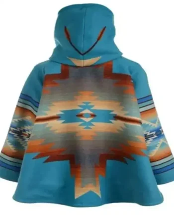 Shop Kelly Reilly Yellowstone Season 03 Episode 06 Beth Dutton Blanket Turquoise Blue Hooded Ponc