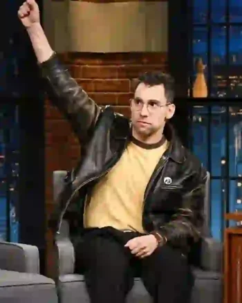 Shop Late Night With Seth Meyers Show Jack Antonoff Distressed Leather Jacket