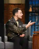 Shop Late Night With Seth Meyers Show Jack Antonoff Distressed Leather Jacket Sale