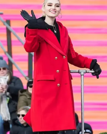 Shop Meg Donnelly 100th Thanksgiving Day Wool Red Coat Sale