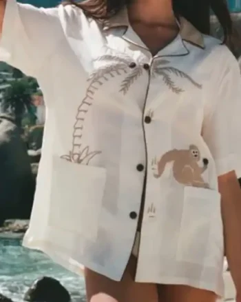 Shop Mook TV Series The White Lotus Season 03 Lalisa Manobal White Monkey Print Shirt Sale