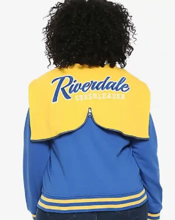 Shop Riverdale R Logo Cheer Girls Blue Bomber Cotton Hoodie Varsity Jacket Sale