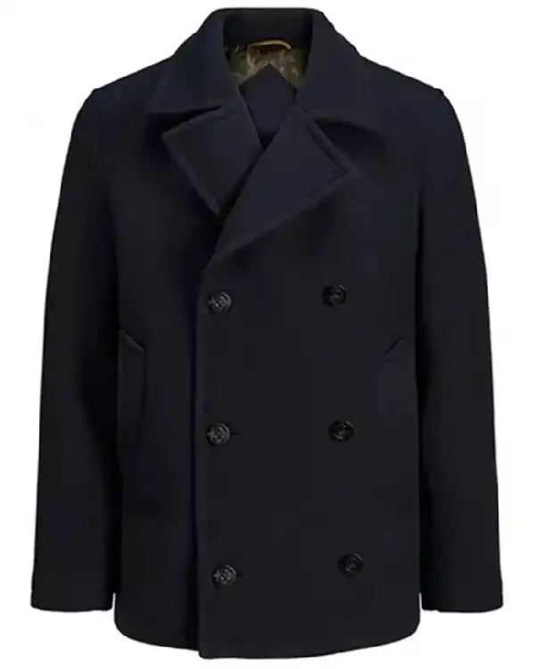 Shop Shetland Douglas Henshall DI Jimmy Perez Wool Blend Black Peacoat For frand